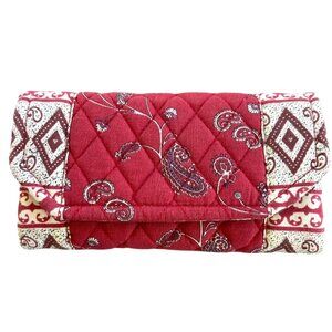 Vera Bradley Retired Vintage Checkbook Wallet Red Creme Paisley